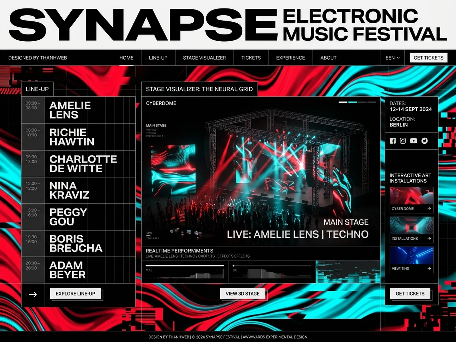 Variant of the main artwork for the first edition of Pulse Festival, featuring its logotype in a red and electric-blue composition.