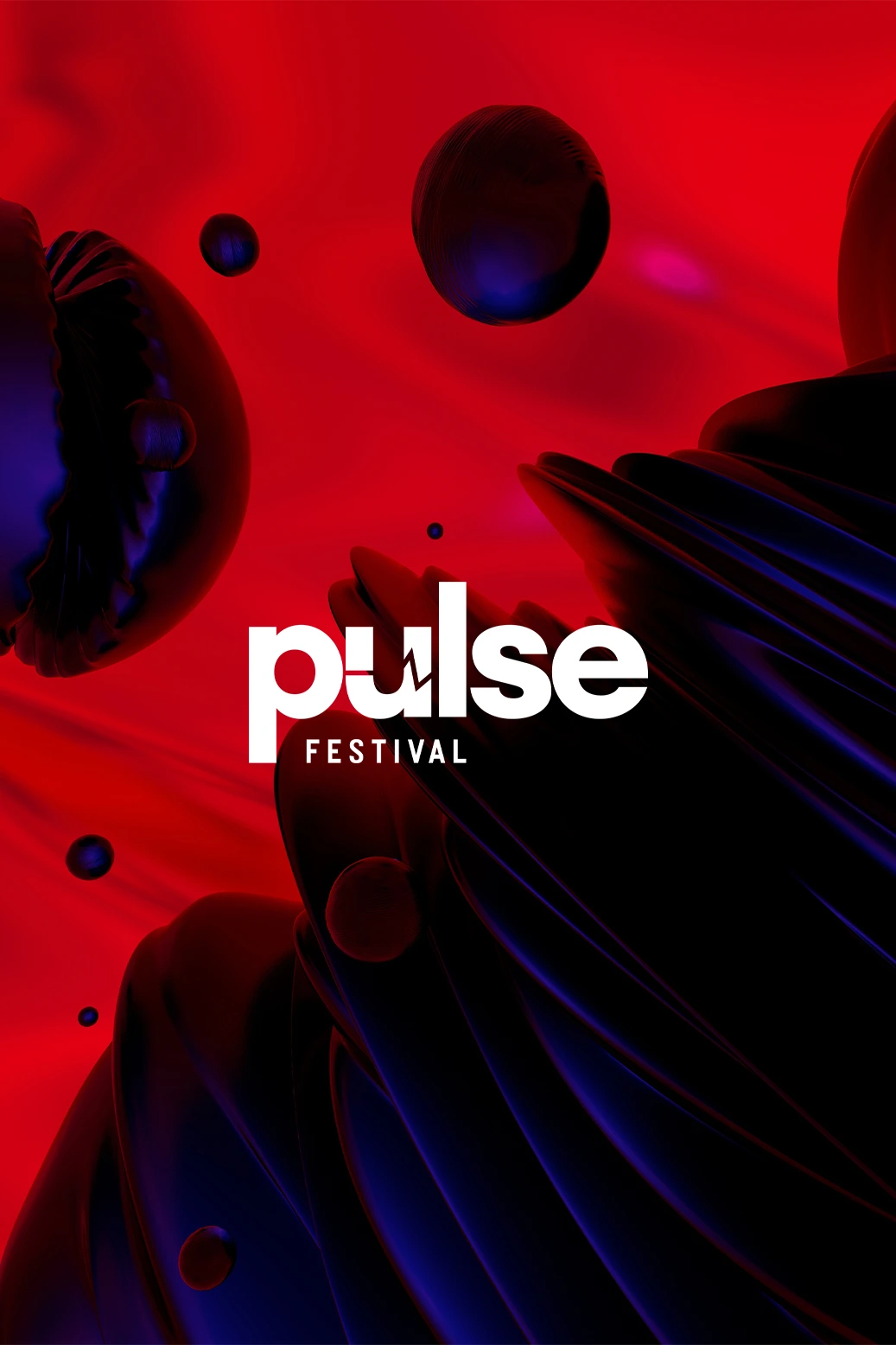 Another variation of the main artwork for the first edition of Pulse Festival and its red and electric-blue visual identity.